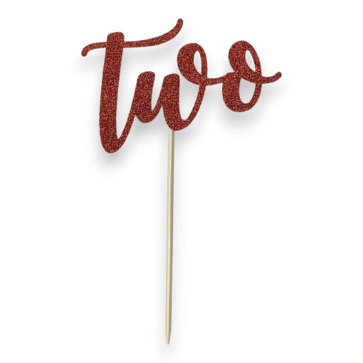 Picture of TWO CAKE TOPPER RED GLITTER